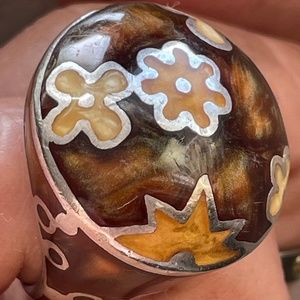 Alan K. Designó Collection Ring Brown enamel silver ring